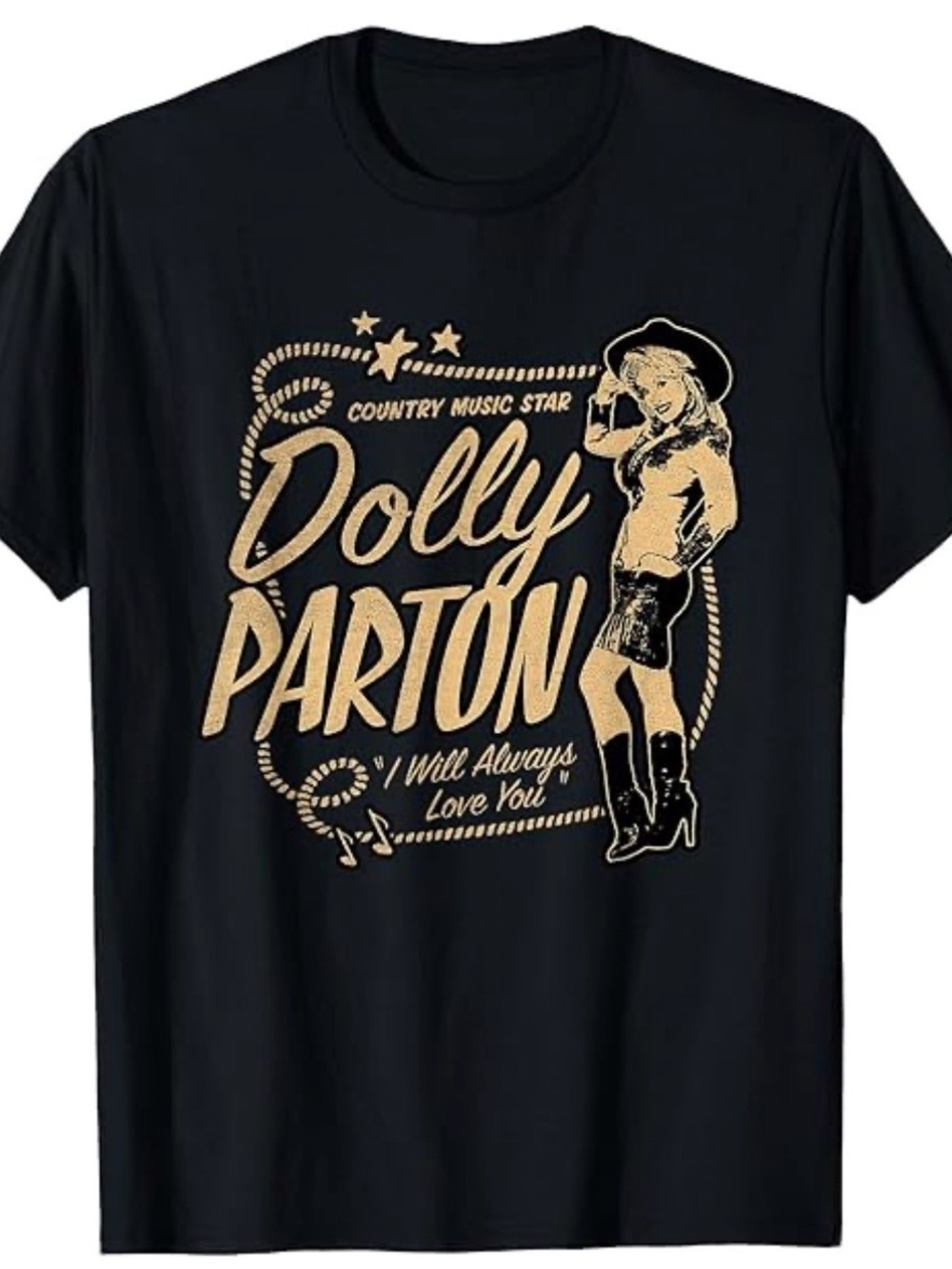 Port and Company Black and Gold Dolly Parton Graphic Tee